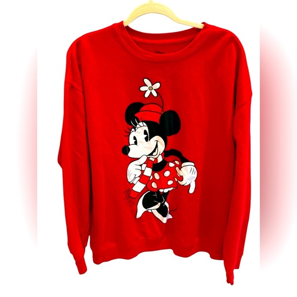 Disney Minnie Mouse Sweatshirt Red Graphic Long Sleeve Size XXL Cotton - Picture 1 of 3
